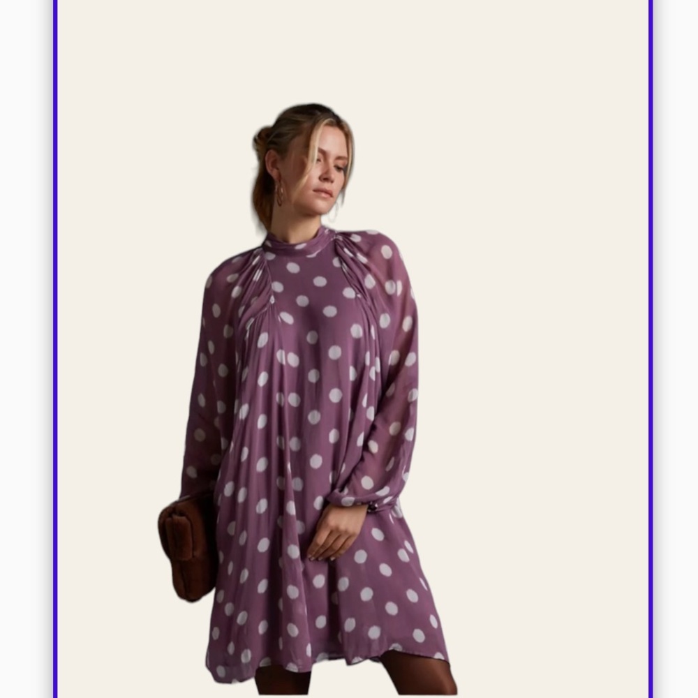 NWT Anthropologie Women's US XXS Maeve Long Sleeve Sheer Mini Dress Lilac